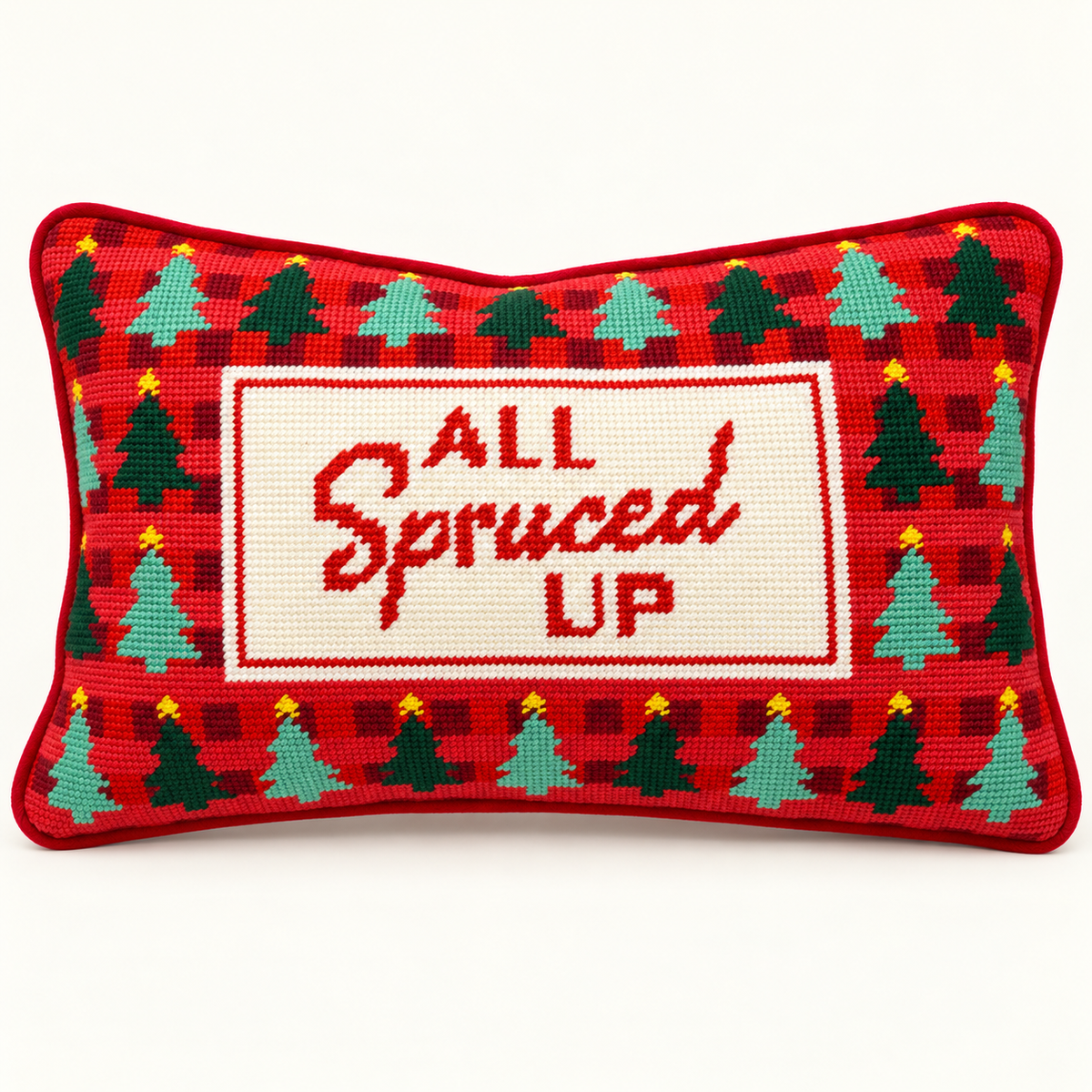 All Spruced Up Needlepoint Pillow