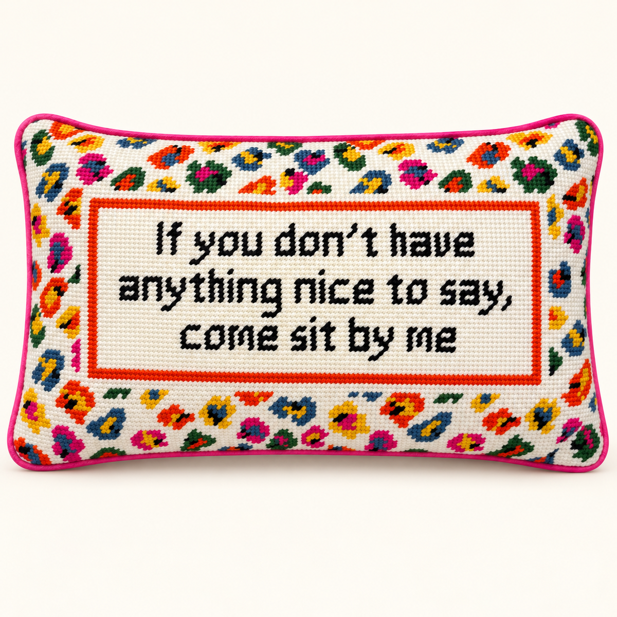 Nice to Say Needlepoint Throw Pillow