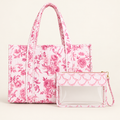 Pink Quilted WIP Bag and Coordinating Project Bag