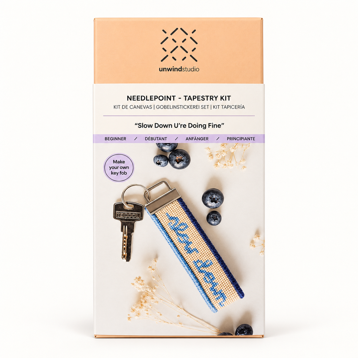 Slow Down U’re Doing Fine Needlepoint Keychain Kit