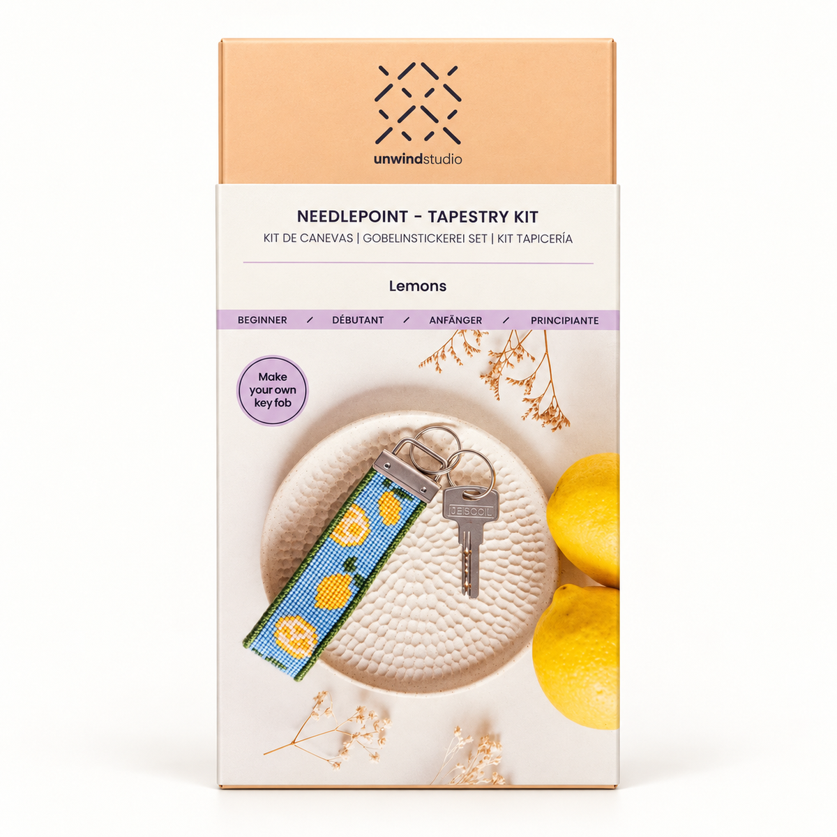 Lemons Needlepoint Keychain Kit
